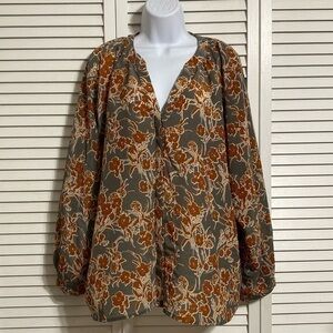 Bishop + Young Floral Button Front
Shirt Grey Floral